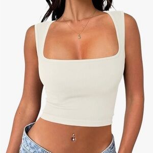 Amazon Cream Fitted Crop Tank Top